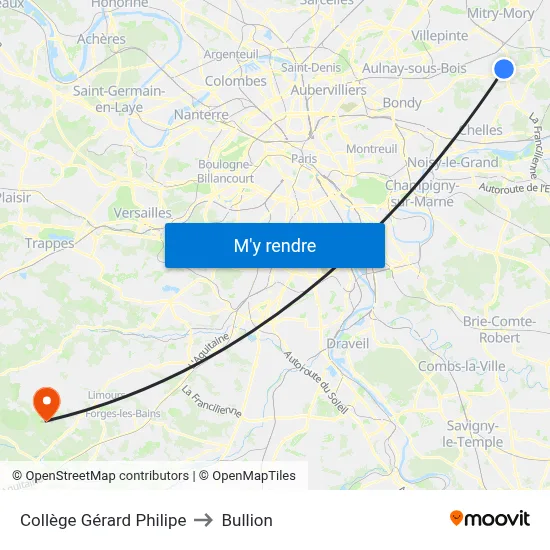 Collège Gérard Philipe to Bullion map