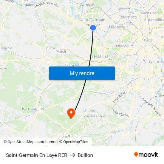 Saint-Germain-En-Laye RER to Bullion map