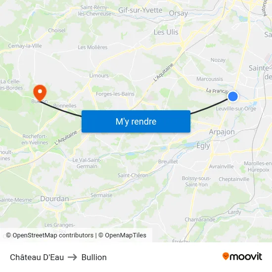 Château D'Eau to Bullion map