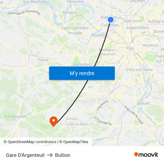 Gare D'Argenteuil to Bullion map