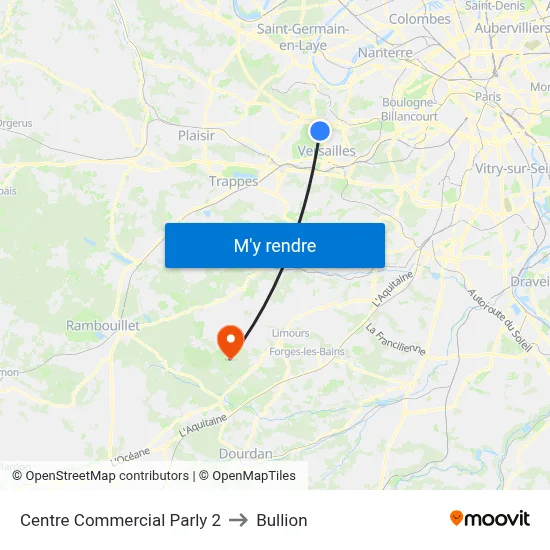 Centre Commercial Parly 2 to Bullion map