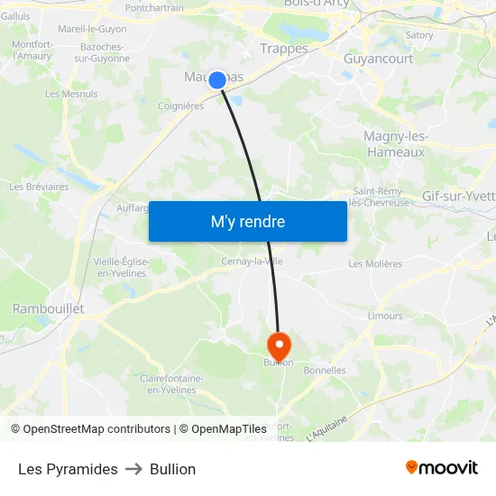 Les Pyramides to Bullion map