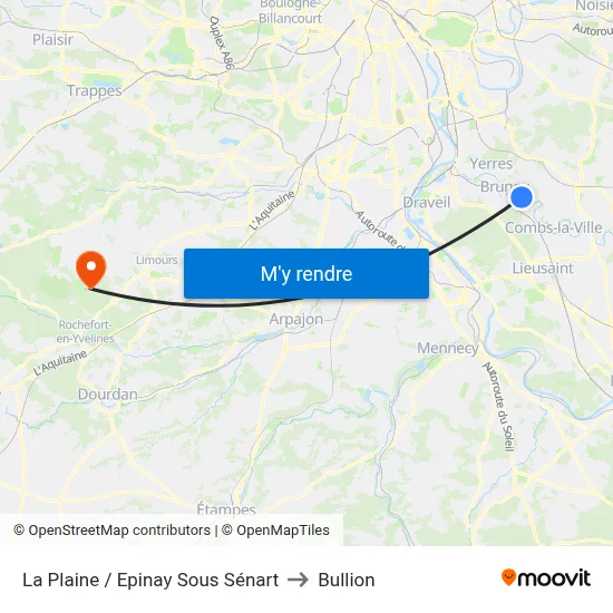 La Plaine / Epinay Sous Sénart to Bullion map
