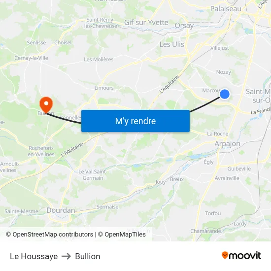 Le Houssaye to Bullion map