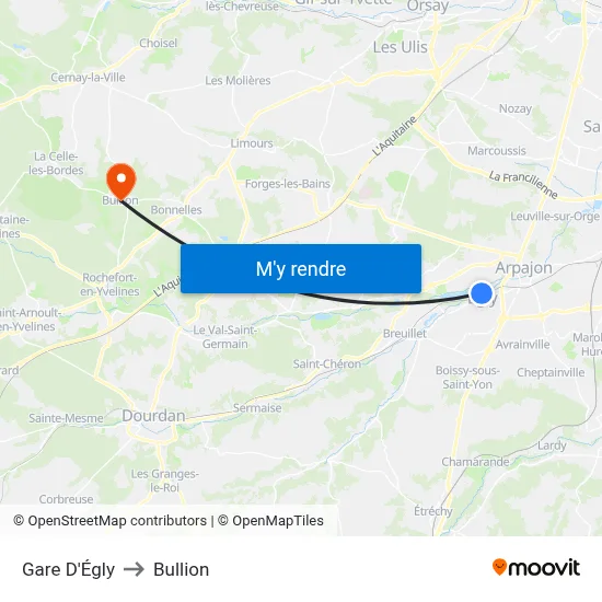 Gare D'Égly to Bullion map