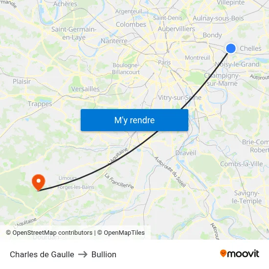Charles de Gaulle to Bullion map
