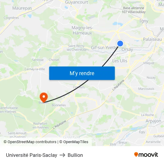 Université Paris-Saclay to Bullion map