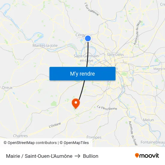 Mairie / Saint-Ouen-L'Aumône to Bullion map