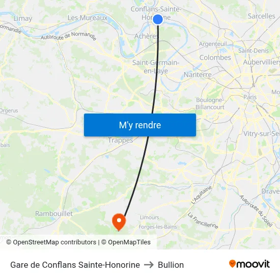 Gare de Conflans Sainte-Honorine to Bullion map
