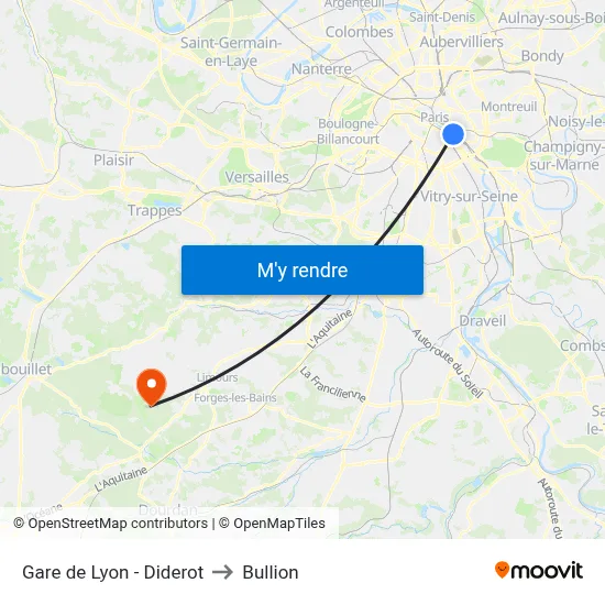 Gare de Lyon - Diderot to Bullion map