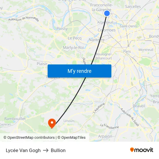 Lycée Van Gogh to Bullion map