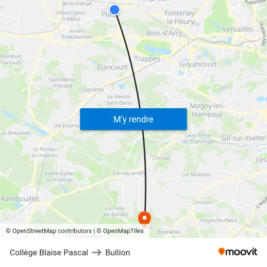 Collège Blaise Pascal to Bullion map