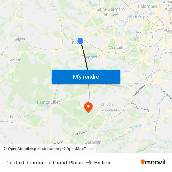 Centre Commercial Grand-Plaisir to Bullion map