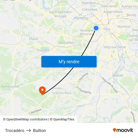 Trocadéro to Bullion map