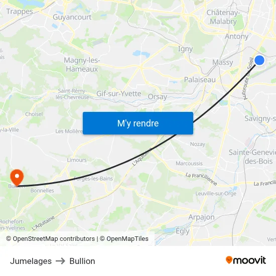 Jumelages to Bullion map