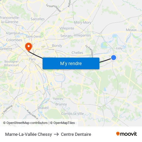 Marne-La-Vallée Chessy to Centre Dentaire map