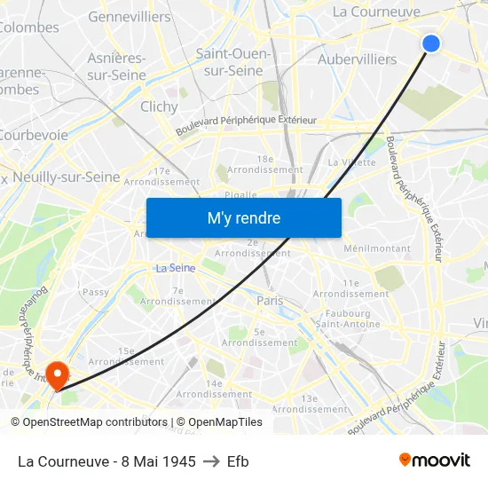 La Courneuve - 8 Mai 1945 to Efb map