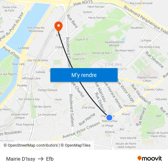 Mairie D'Issy to Efb map