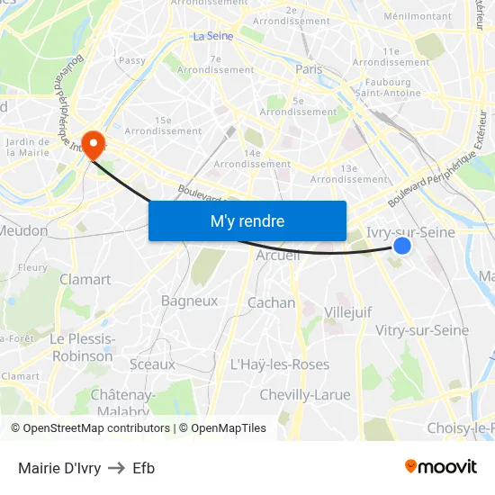 Mairie D'Ivry to Efb map