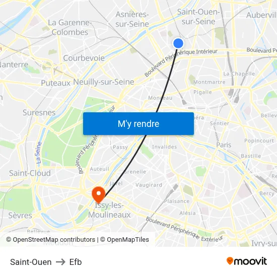 Saint-Ouen to Efb map