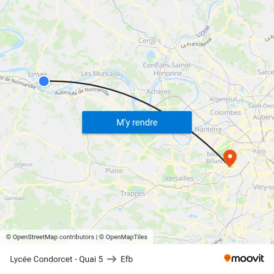 Lycée Condorcet - Quai 5 to Efb map