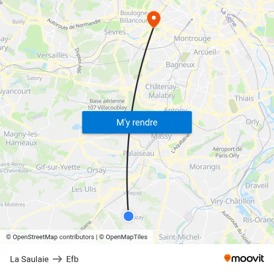 La Saulaie to Efb map