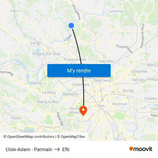 L'Isle-Adam - Parmain to Efb map