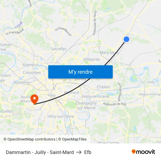 Dammartin - Juilly - Saint-Mard to Efb map