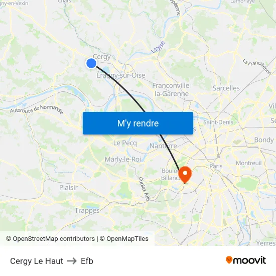 Cergy Le Haut to Efb map