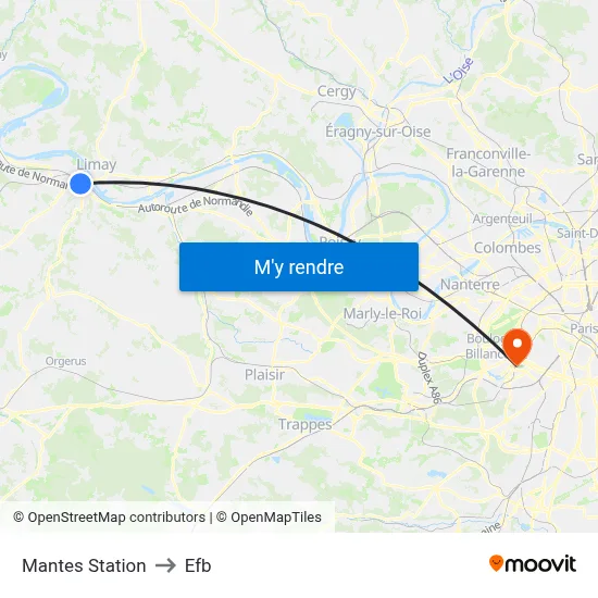 Mantes Station to Efb map