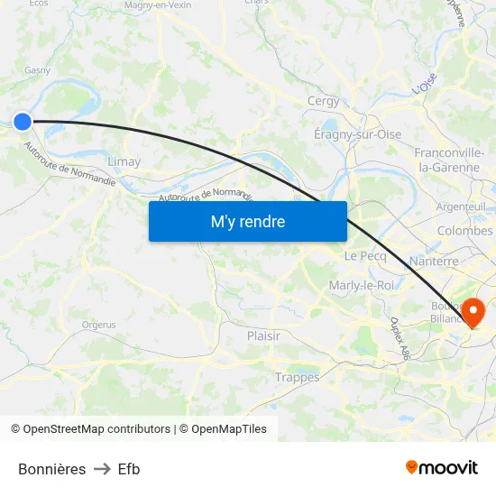 Bonnières to Efb map