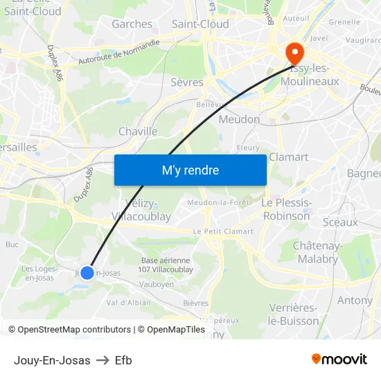 Jouy-En-Josas to Efb map
