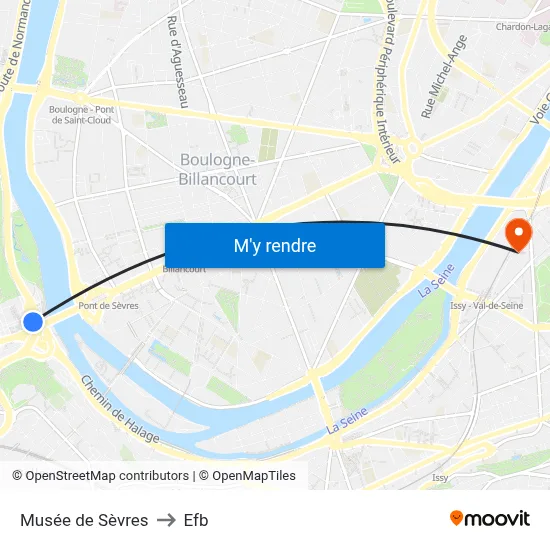 Musée de Sèvres to Efb map