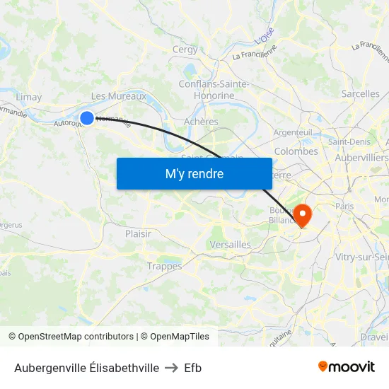 Aubergenville Élisabethville to Efb map