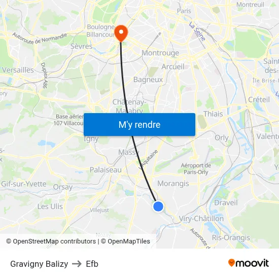 Gravigny Balizy to Efb map
