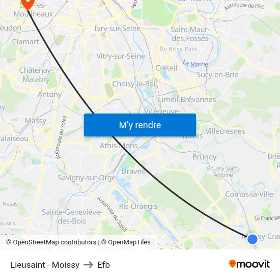 Lieusaint - Moissy to Efb map