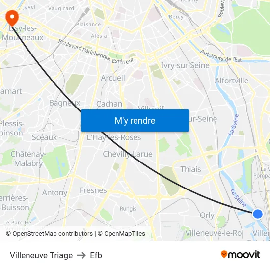 Villeneuve Triage to Efb map