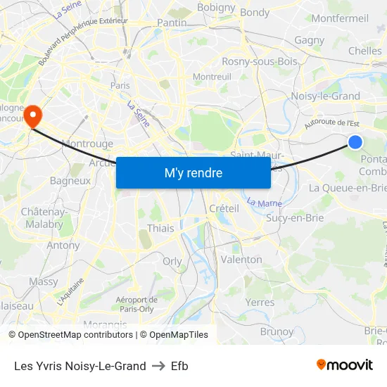 Les Yvris Noisy-Le-Grand to Efb map