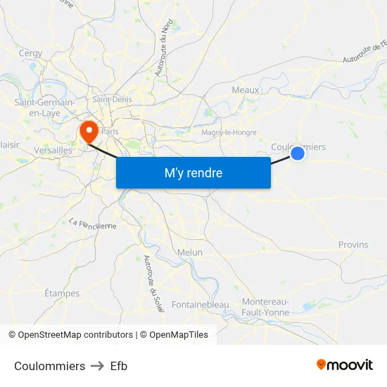 Coulommiers to Efb map
