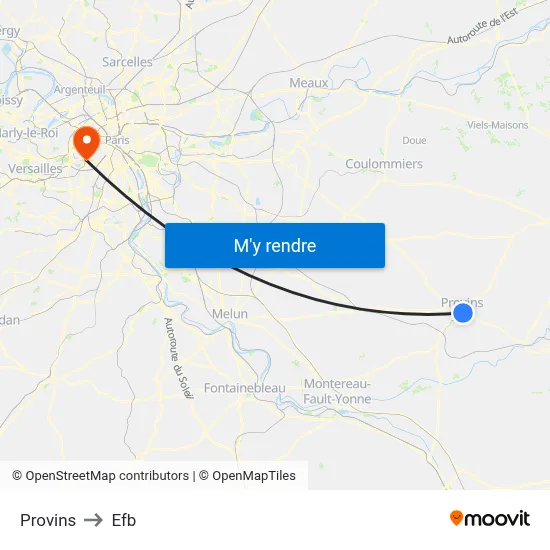 Provins to Efb map