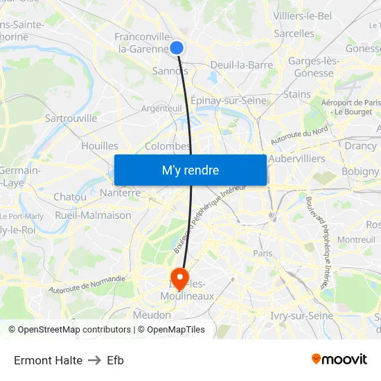 Ermont Halte to Efb map