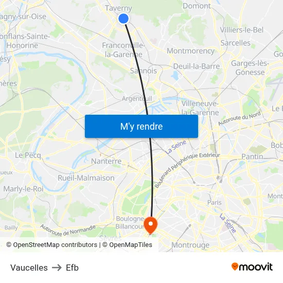 Vaucelles to Efb map
