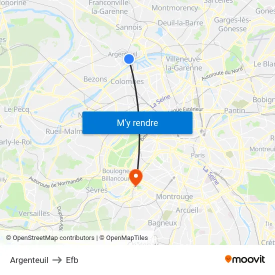 Argenteuil to Efb map