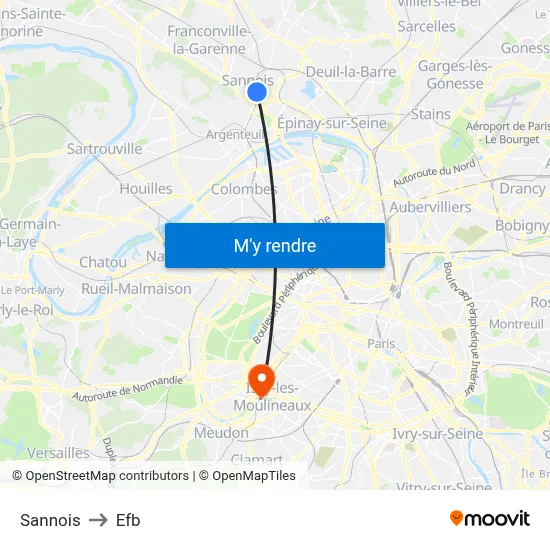 Sannois to Efb map
