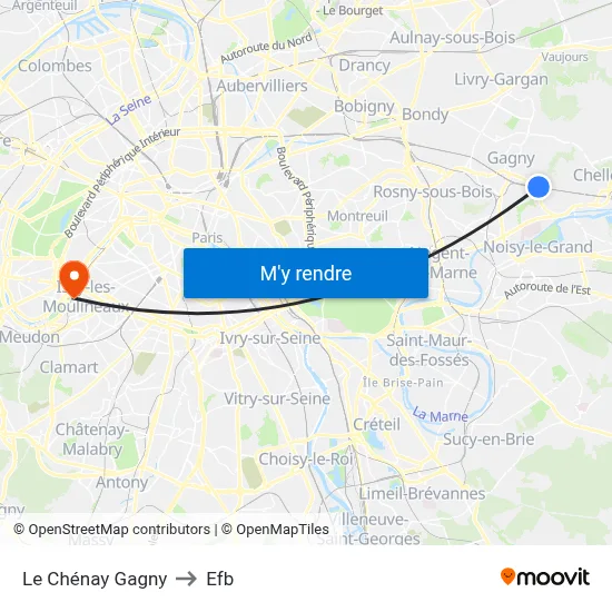 Le Chénay Gagny to Efb map
