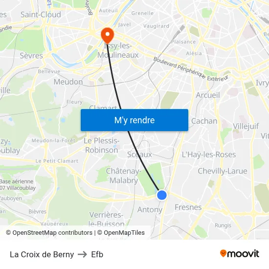 La Croix de Berny to Efb map