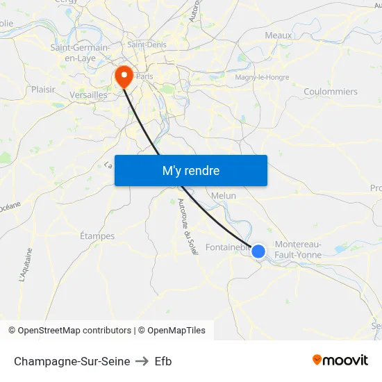 Champagne-Sur-Seine to Efb map