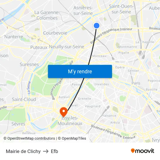 Mairie de Clichy to Efb map