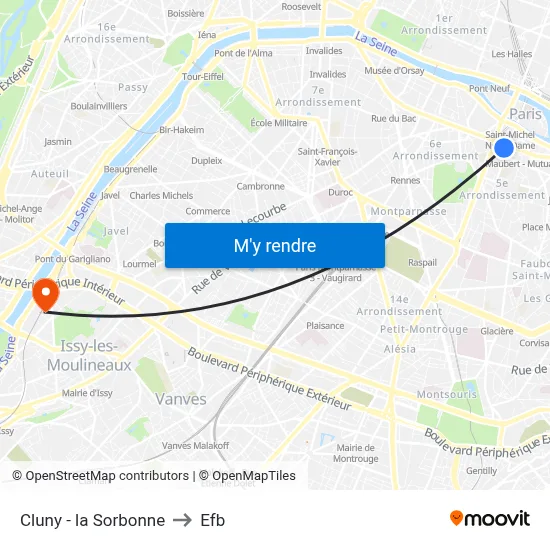 Cluny - la Sorbonne to Efb map