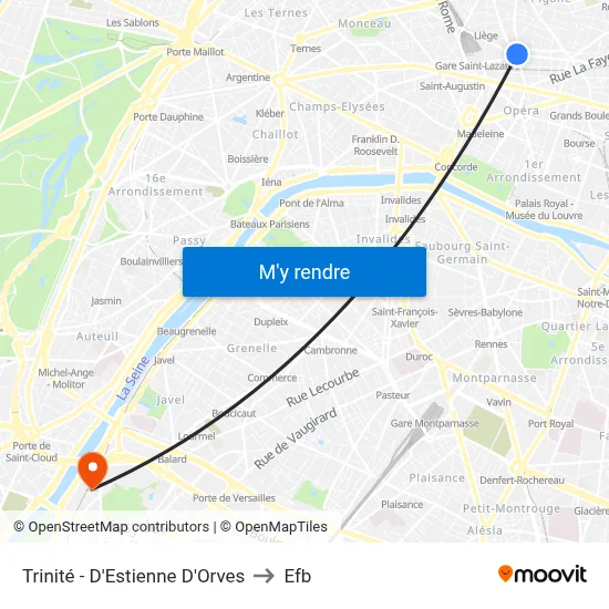Trinité - D'Estienne D'Orves to Efb map
